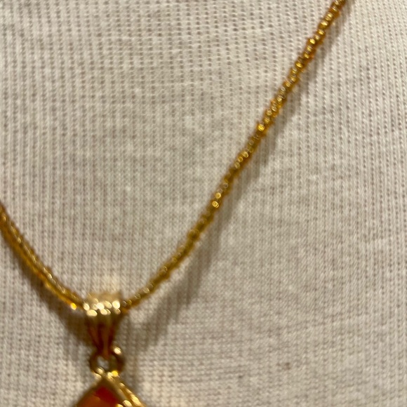 Teardrop Pendant with Yellow Stone in 20” Beaded Necklace - Picture 6 of 6